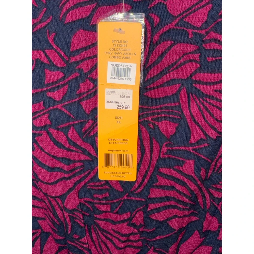 Tory Burch Etta‎ Dress in Navy and Pink sz XL NWT